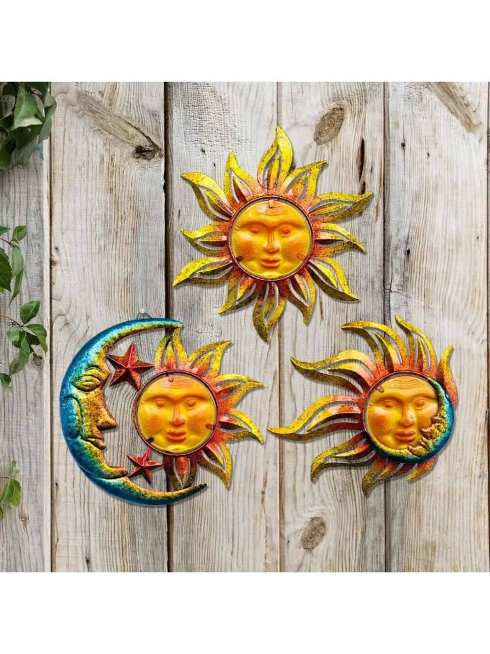 Sun Face Metal Wall Art Décor - Outdoor Indoor Hanging Sculptures for Garden